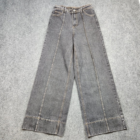 new in Denim - New In Jeans Womens Medium Black High Rise Wide Leg Elastic Waist Denim